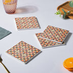 Mediterranean Matte Square Ceramic Coaster Set of 4 Nestasia