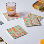 Spanish Tile Art Matte Ceramic Coaster Set of 4