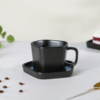 Pentagon Mug with Saucer Black Nestasia