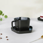 Pentagon Mug with Saucer Black Nestasia