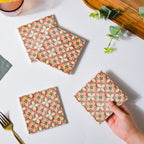Mediterranean Matte Square Ceramic Coaster Set of 4 Nestasia