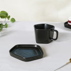 Pentagon Mug with Saucer Black Nestasia