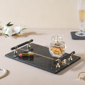 Rectangle Marble Tray With Metal Handle Nestasia