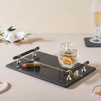 Rectangle Marble Tray With Metal Handle Nestasia
