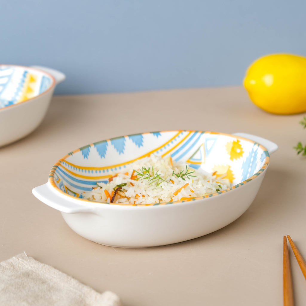 Mandala Geometric Baking Dish With Handle 9 Inch Nestasia