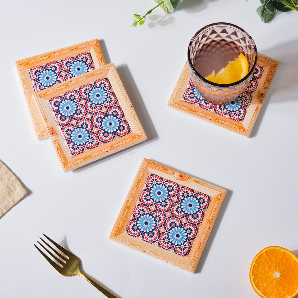 Moroccan Framed Ceramic Coaster Set Of 4 Nestasia