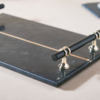 Rectangle Marble Tray With Metal Handle Nestasia