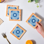 Moroccan Square Art Ceramic Coaster Set Of 4 Nestasia