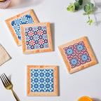 Moroccan Square Art Ceramic Coaster Set Of 4 Nestasia