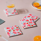 Watermelon Matte Ceramic Tile Coaster Set Of 4 Nestasia
