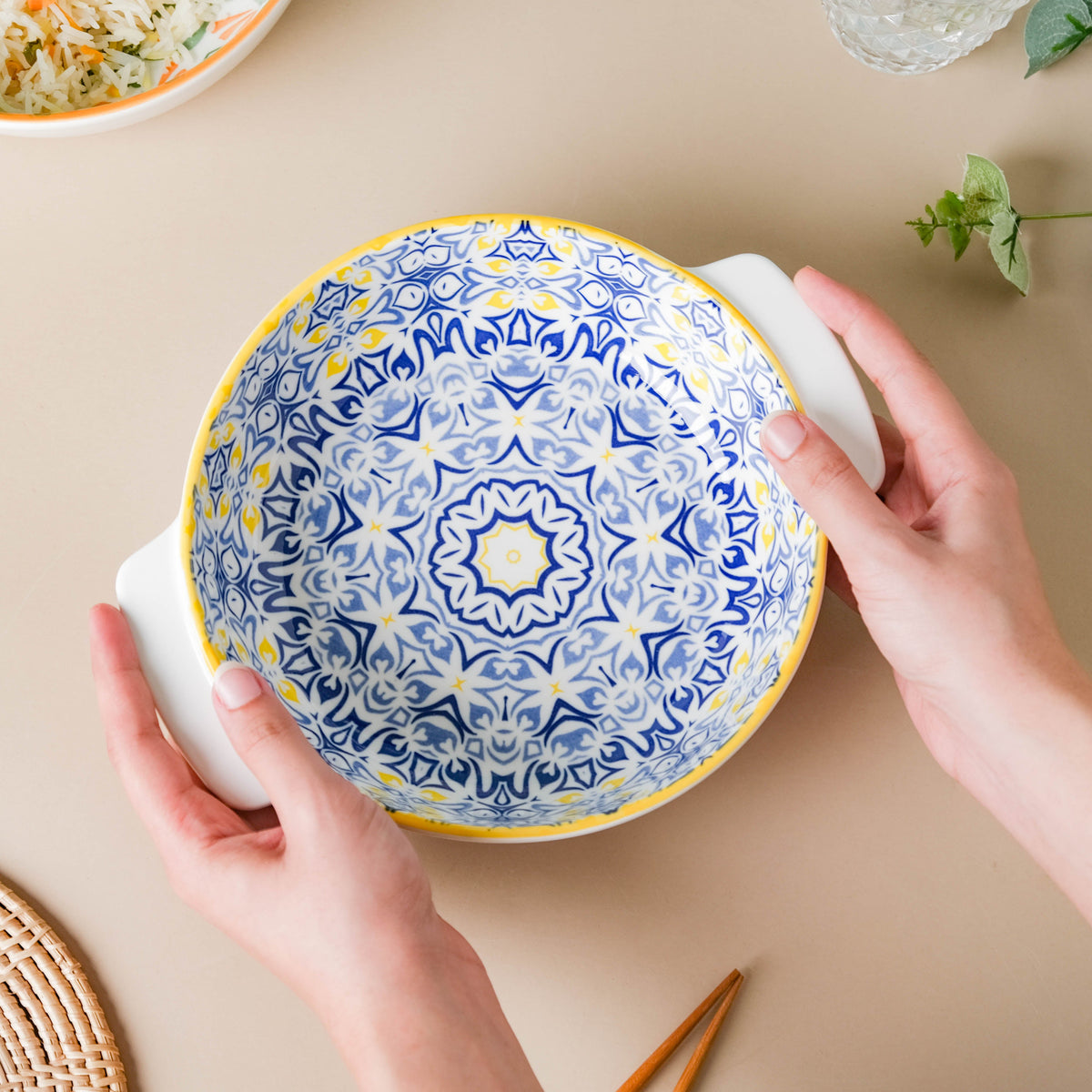 Mandala Blue Baking Dish With Handle 9 Inch Nestasia