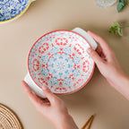 Mandala Red Floral Baking Dish With Handle 8.5 inch Nestasia
