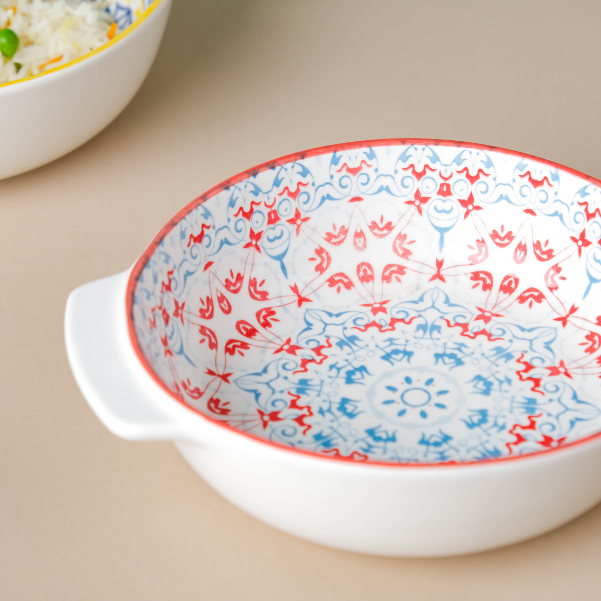 Mandala Red Floral Baking Dish With Handle 8.5 inch Nestasia