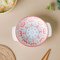 Mandala Red Floral Baking Dish With Handle 8.5 inch Nestasia
