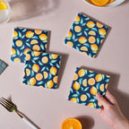 Zesty Orange Square Matte Ceramic Coaster Set Of 4 Nestasia