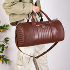 Wanderlust Duffle Bag Brown Large 17x9 Inch Nestasia