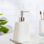 Geometric Ceramic Pump Dispenser White 7 Inch Nestasia