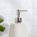 Geometric Ceramic Pump Dispenser White 7 Inch Nestasia
