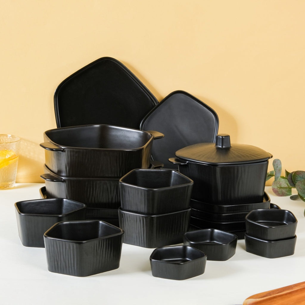 Pentagon Black 19 Piece Dinner Set For 4 Nestasia