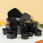 Pentagon Black 19 Piece Dinner Set For 4 Nestasia