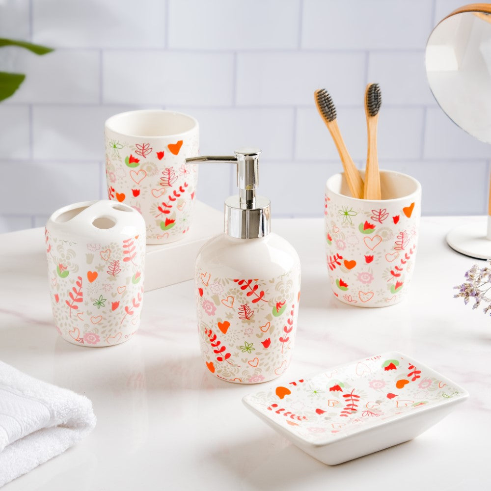 Eclectic Ceramic Bathroom Accessories Set of 5 Nestasia