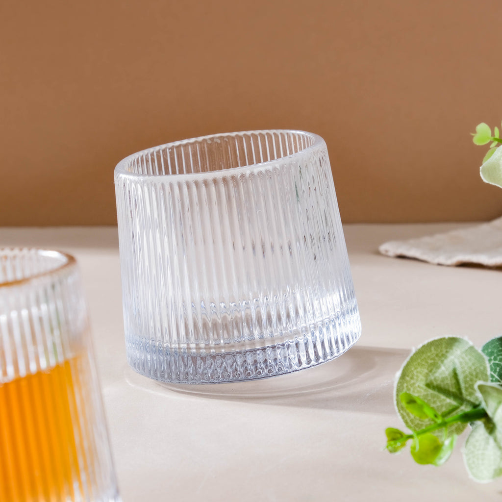 Rotating Ribbed Glass Set of 2 Nestasia