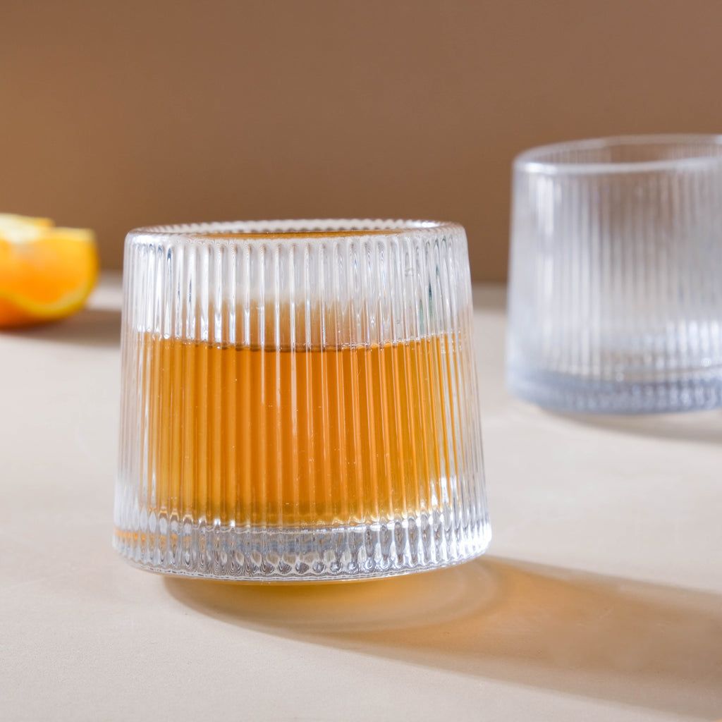Rotating Ribbed Glass Set of 2 Nestasia