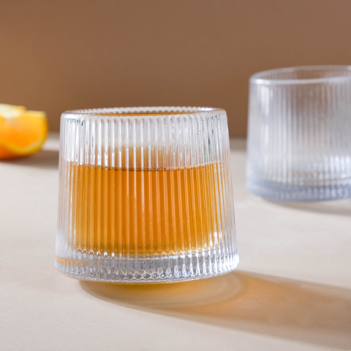 Rotating Ribbed Glass Set of 2 Nestasia