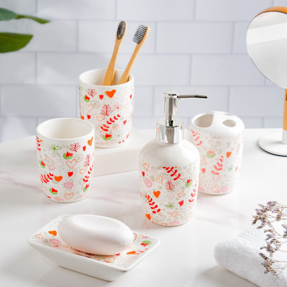 Eclectic Ceramic Bathroom Accessories Set of 5 Nestasia