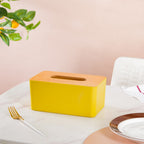 Tissue Box With Wooden Lid Yellow Nestasia