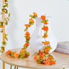 Faux Roses And Leaves Vine Orange Nestasia