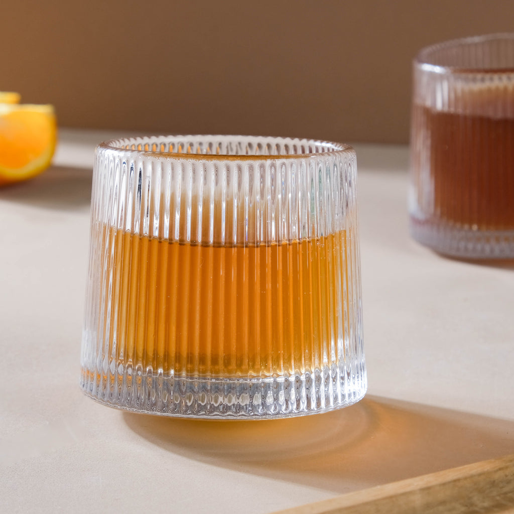 Rotating Ribbed Glass Set of 2 Nestasia
