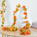 Faux Roses And Leaves Vine Orange Nestasia