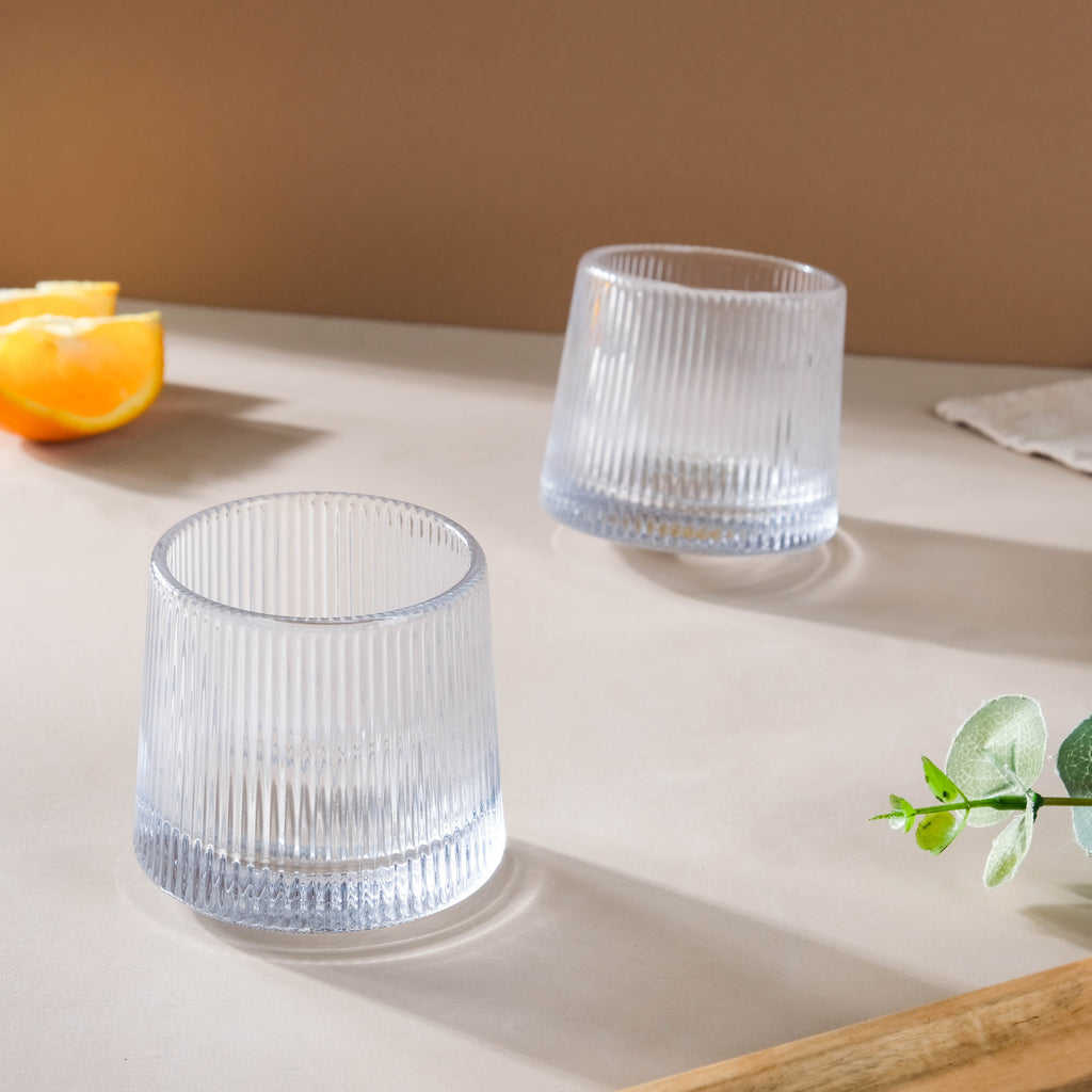 Rotating Ribbed Glass Set of 2 Nestasia