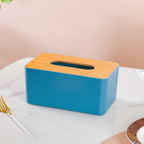 Tissue Box With Wooden Lid Blue Nestasia