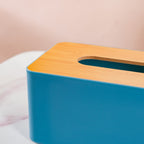 Tissue Box With Wooden Lid Blue Nestasia