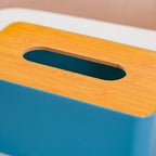 Tissue Box With Wooden Lid Blue Nestasia