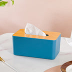 Tissue Box With Wooden Lid Blue Nestasia