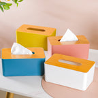 Tissue Box With Wooden Lid Blue Nestasia