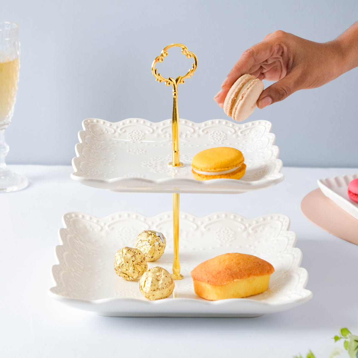 Sugar Square White 2-tier Cupcake Stand Nestasia