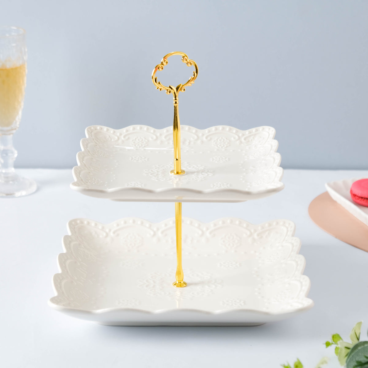 Sugar Square White 2-tier Cupcake Stand Nestasia