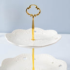 White Crochet Ceramic 2-tier Cupcake Stand Nestasia