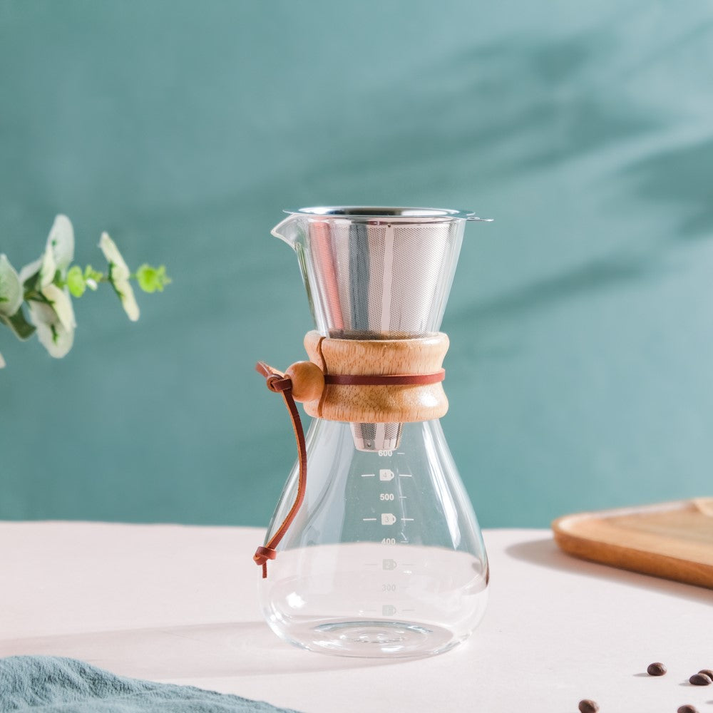 Manual Drip Coffee Filter With Glass Carafe Large 600ml Nestasia