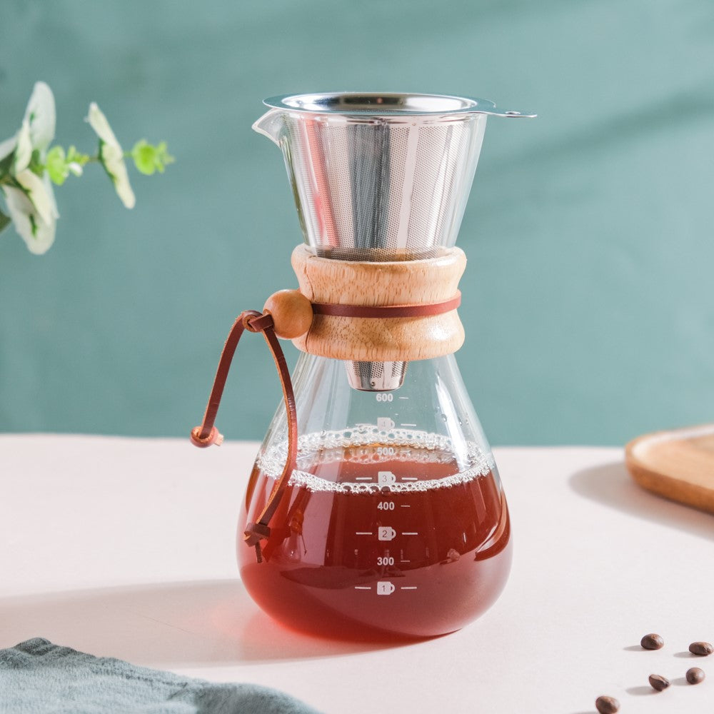 Manual Drip Coffee Filter With Glass Carafe Large 600ml Nestasia