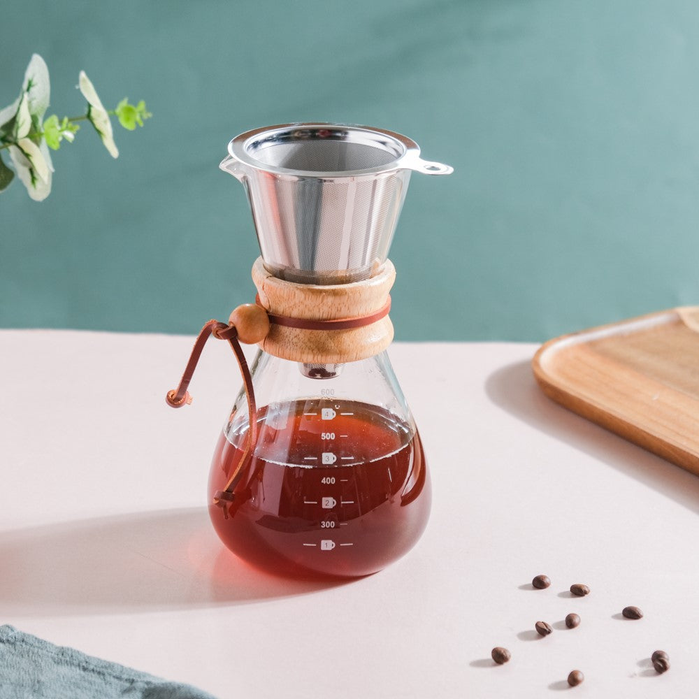 Manual Drip Coffee Filter With Glass Carafe Large 600ml Nestasia