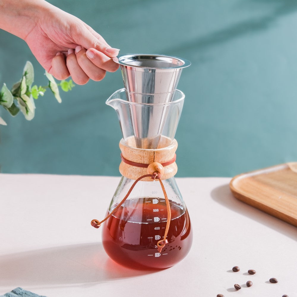 Manual Drip Coffee Filter With Glass Carafe Large 600ml Nestasia