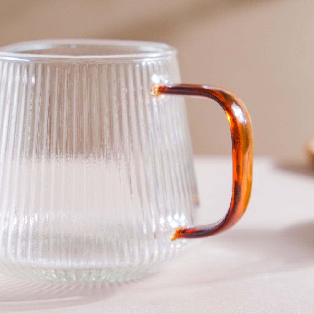 Glass Ribbed Coffee Pot 700ml Nestasia
