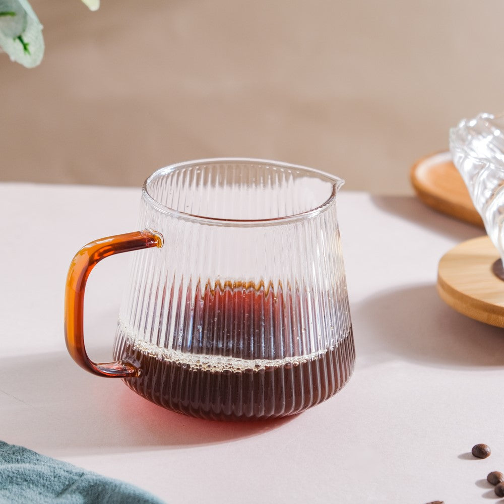 Glass Ribbed Coffee Pot 700ml Nestasia