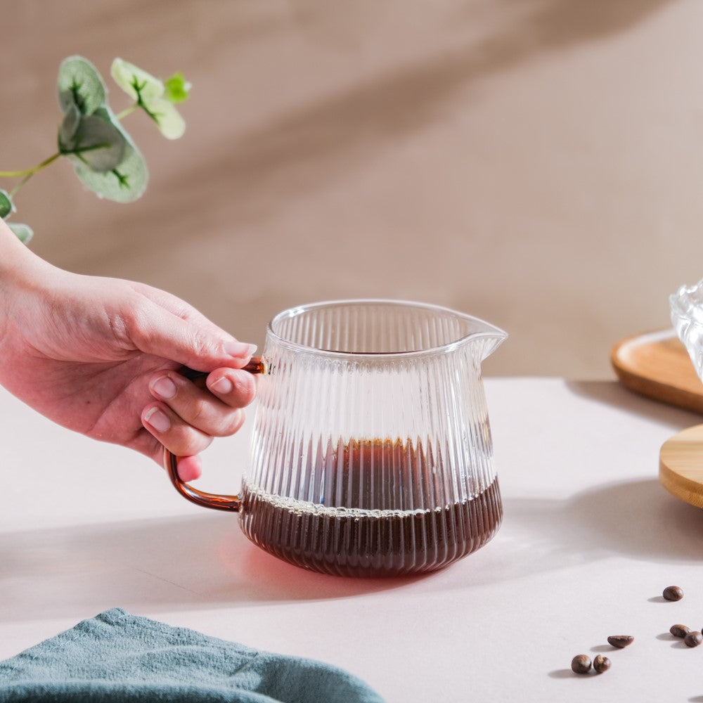 Glass Ribbed Coffee Pot 700ml Nestasia