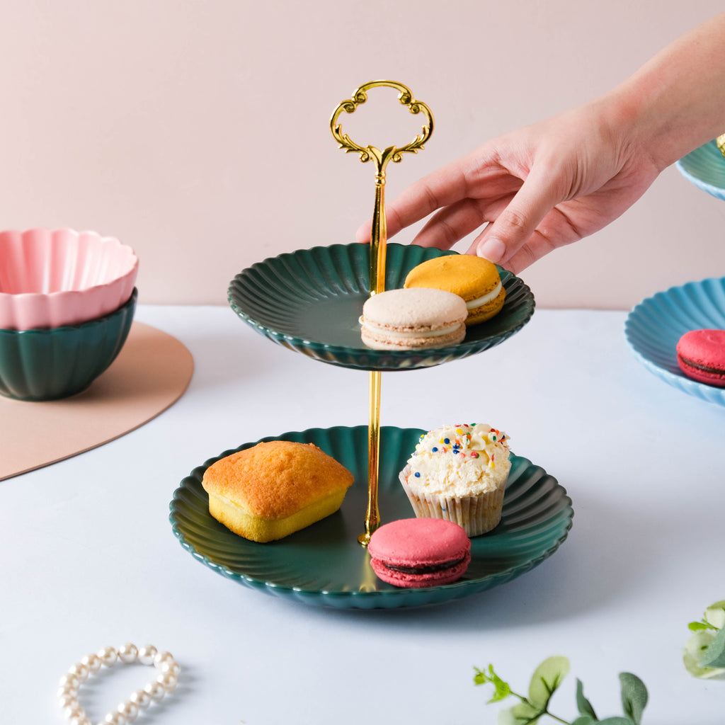 Enchanting Teal 2-tier Cupcake Stand Nestasia